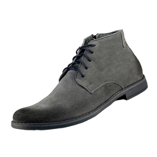 NAPOLI Scarpe da uomo con altezza aumentata - Scarpe con tacco da interno da uomo - Scarpe casual da uomo in pelle grigia altezza 6 cm